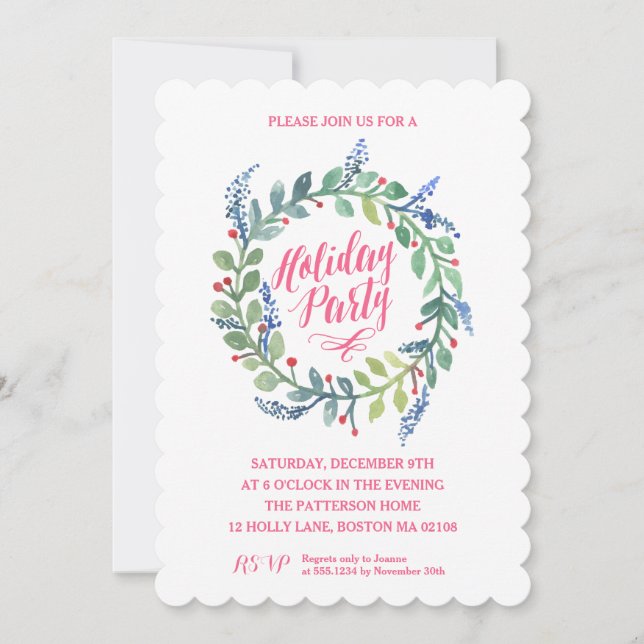 Watercolor Wreath Collection Invitation (Front)