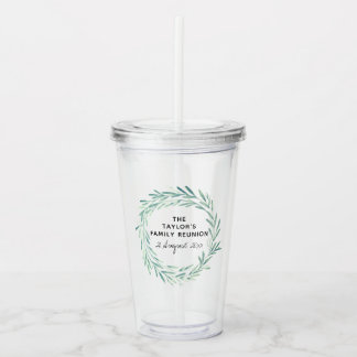 Watercolor Wreath Family Reunion BBQ Picnic Acrylic Tumbler