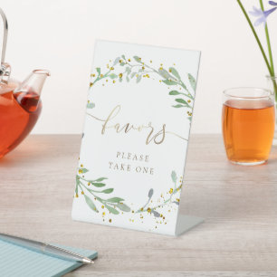 watercolor wreath favours pedestal sign