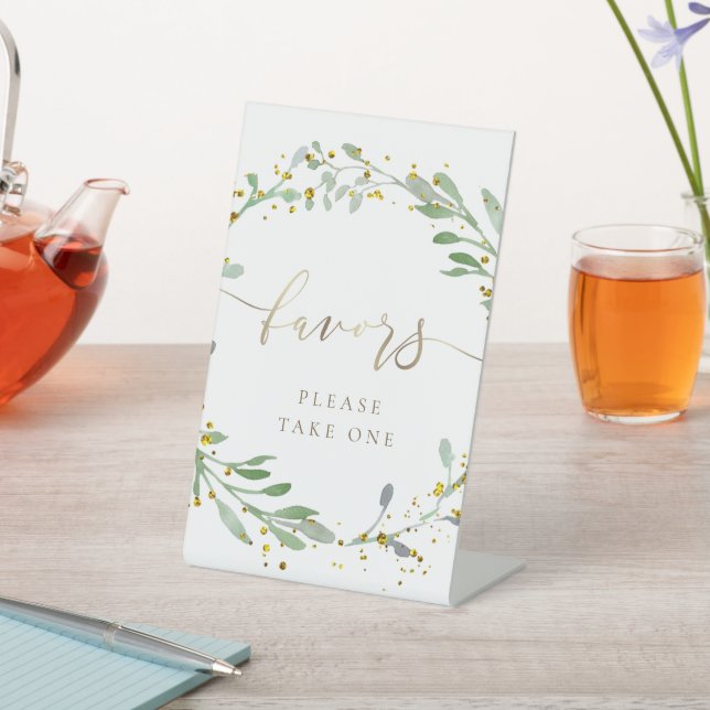 watercolor wreath favours pedestal sign (In SItu)