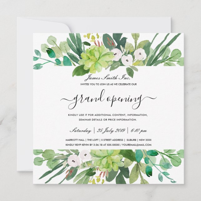 WATERCOLOR WREATH FOLIAGE GRAND OPENING CEREMONY INVITATION (Front)