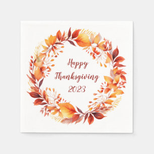 Watercolor wreath from colourful autumn leaves napkin