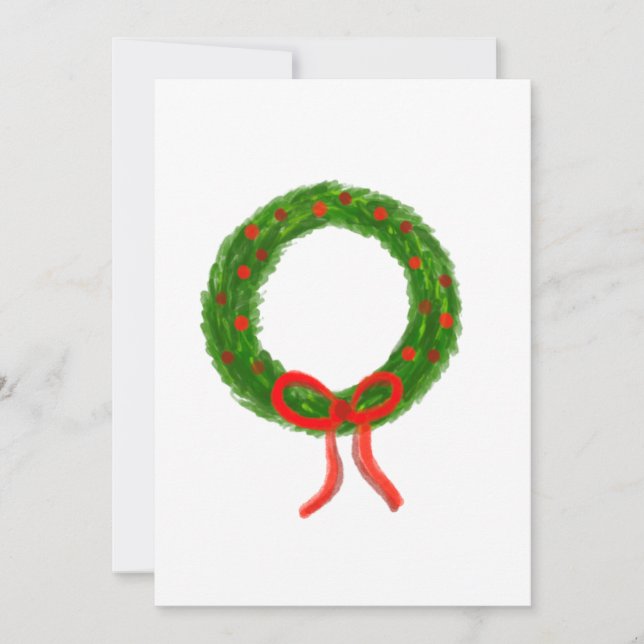 Watercolor Wreath Greeting Card Christmas  (Front)