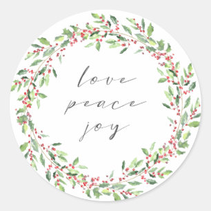Watercolor Wreath Holiday Sticker