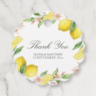 Watercolor Wreath Mediterranean Citrus Wedding Favour Tags