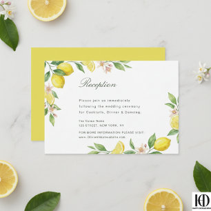 Watercolor Wreath Mediterranean Citrus Wedding RSVP Card