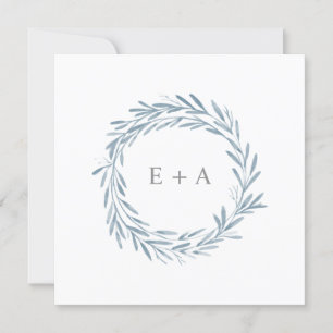Watercolor Wreath Monogram Square Save the Date Invitation
