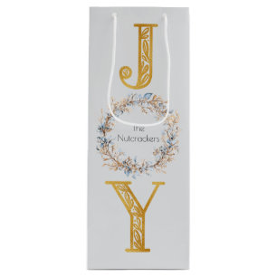 Watercolor Wreath Nutcracker Christmas Wine Gift Bag