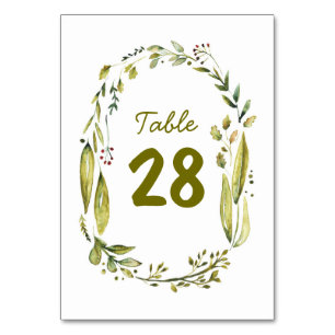 Watercolor Wreath Rustic Wedding Table Numbers