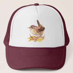Watercolor Wren Bird Nature Wildlife Animal  Trucker Hat