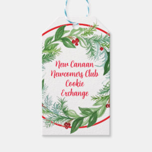 Watercolor Xmas Cookie Exchange Holiday Wreath  Gift Tags