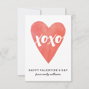 Watercolor XOXO Classroom Valentine Invitation