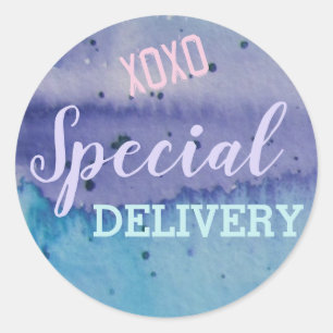 Watercolor XOXO Special Delivery Classic Round Sticker