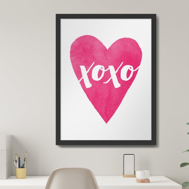 Watercolor XOXO Valentine Art Print - Pink (Creator Uploaded)