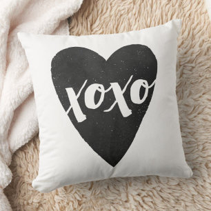 Watercolor XOXO Valentine Pillow - Black