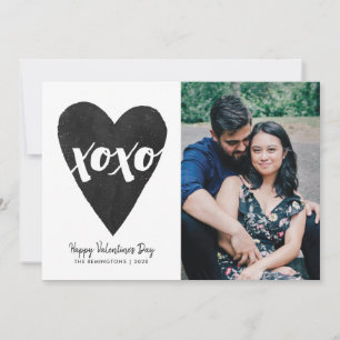 Watercolor XOXO Valentine's Day Photo Card - Black