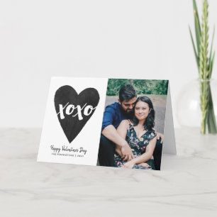 Watercolor XOXO Valentine's Day Photo Card - Black