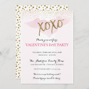 Watercolor XOXO Valentine's Party Invitations