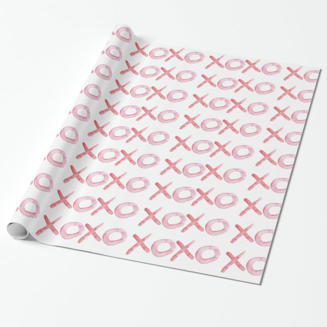 Watercolor XOXO Wrapping Paper (Unrolled)