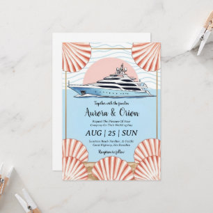 watercolor yacht wedding invitations