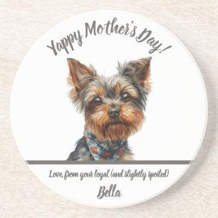 Watercolor Yappy Yorkie Mother's Day Coaster