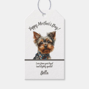 Watercolor Yappy Yorkie Mother's Day Gift Tags