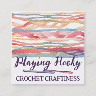 Watercolor yarn crochet hooks homespun packaging square business card