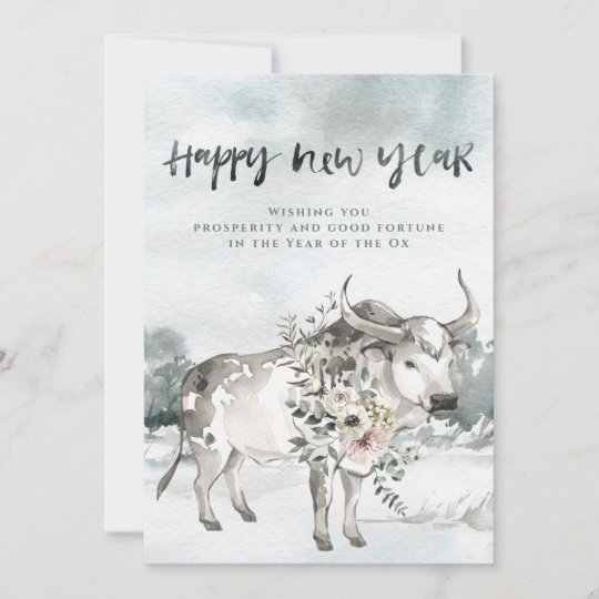 Watercolor Year of the Ox | Chinese New Year Holiday Card ...