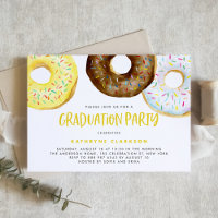 Watercolor Yellow and Chocolate Doughnuts Graduati