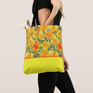 Watercolor Yellow and Orange Marigolds, Colour Blo Tote Bag
