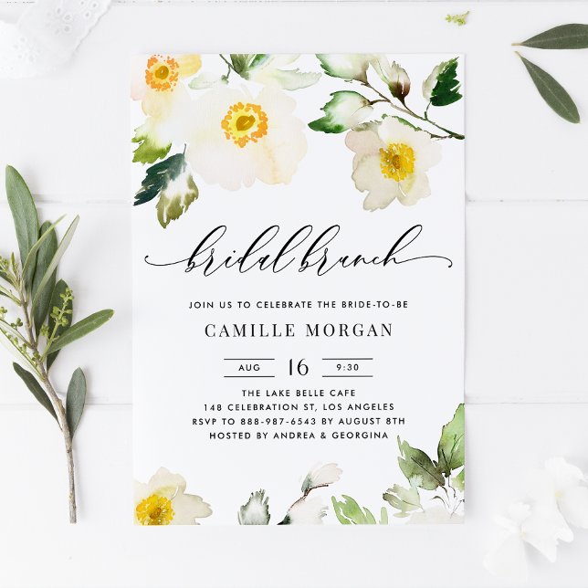Watercolor Yellow Anemone Floral Bridal Brunch Invitation (Creator Uploaded)