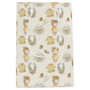 Watercolor yellow baby supplies medium gift bag