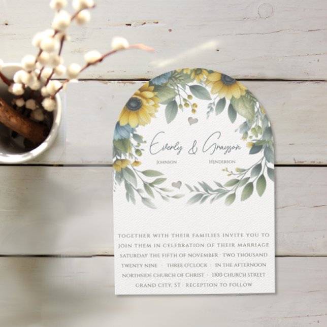 Watercolor Yellow & Blue Elegance Floral Wedding  Invitation (Creator Uploaded)