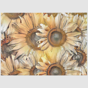 Watercolor Yellow Bouquet Sunflowers Collection Tissue Paper