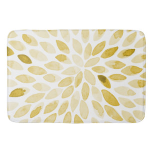 Watercolor yellow brush strokes bath mat