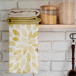 Watercolor yellow brush strokes tea towel