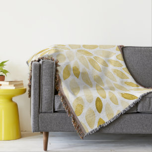 Watercolor yellow brush strokes throw blanket