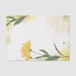 Watercolor Yellow Carnation Floral Decoupage Tissue Paper
