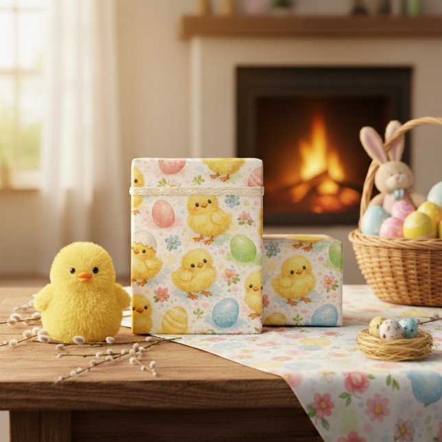 Watercolor Yellow Chick & Easter Egg  Wrapping Paper (Watercolor Yellow Chick & Easter Egg Wrapping Paper)