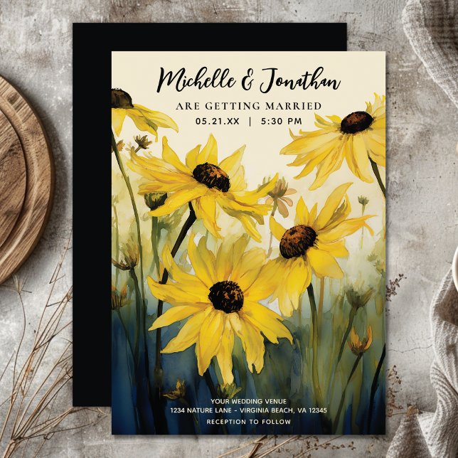Watercolor Yellow Daisies | Daisy Flower Wedding Invitation (Watercolor Yellow Daisies  Daisy Flower Wedding Invitation)