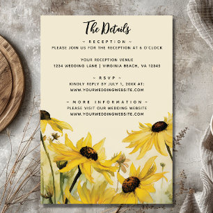 Watercolor Yellow Daisies   Daisy Wedding Details Enclosure Card
