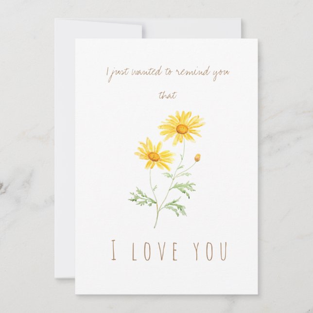 watercolor yellow daisy  flowers greeting card (Front)