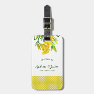 Watercolor Yellow Day Lilies Floral Art Luggage Tag