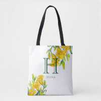Watercolor Yellow Day Lilies Floral Monogram