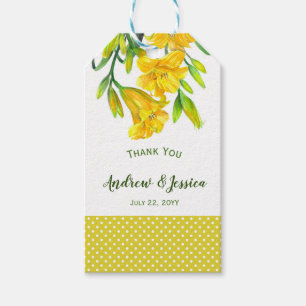 Watercolor Yellow Day Lilies Floral Painting Gift Tags