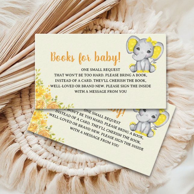 Watercolor Yellow Elephant Baby shower Girl Enclosure Card (Creator Uploaded)