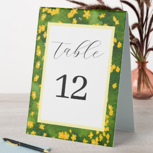 Watercolor Yellow Flora Garden Wedding Table Card