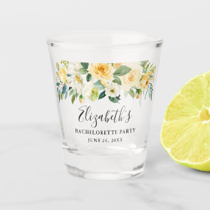 Watercolor Yellow Floral Bachelorette Party Shot Glass