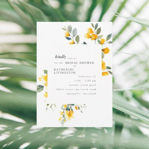 Watercolor Yellow Floral Bridal Shower  Invitation