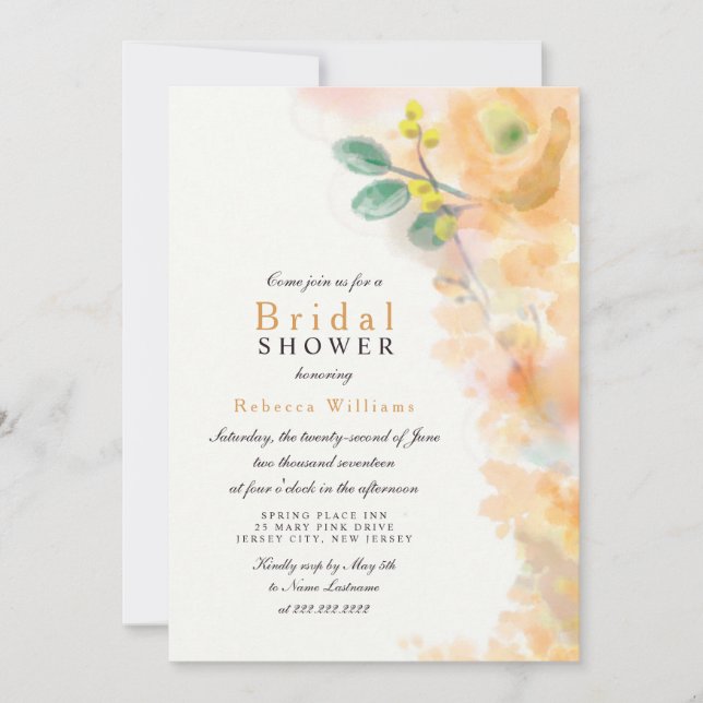 Watercolor Yellow Floral Bridal Shower Invite (Front)